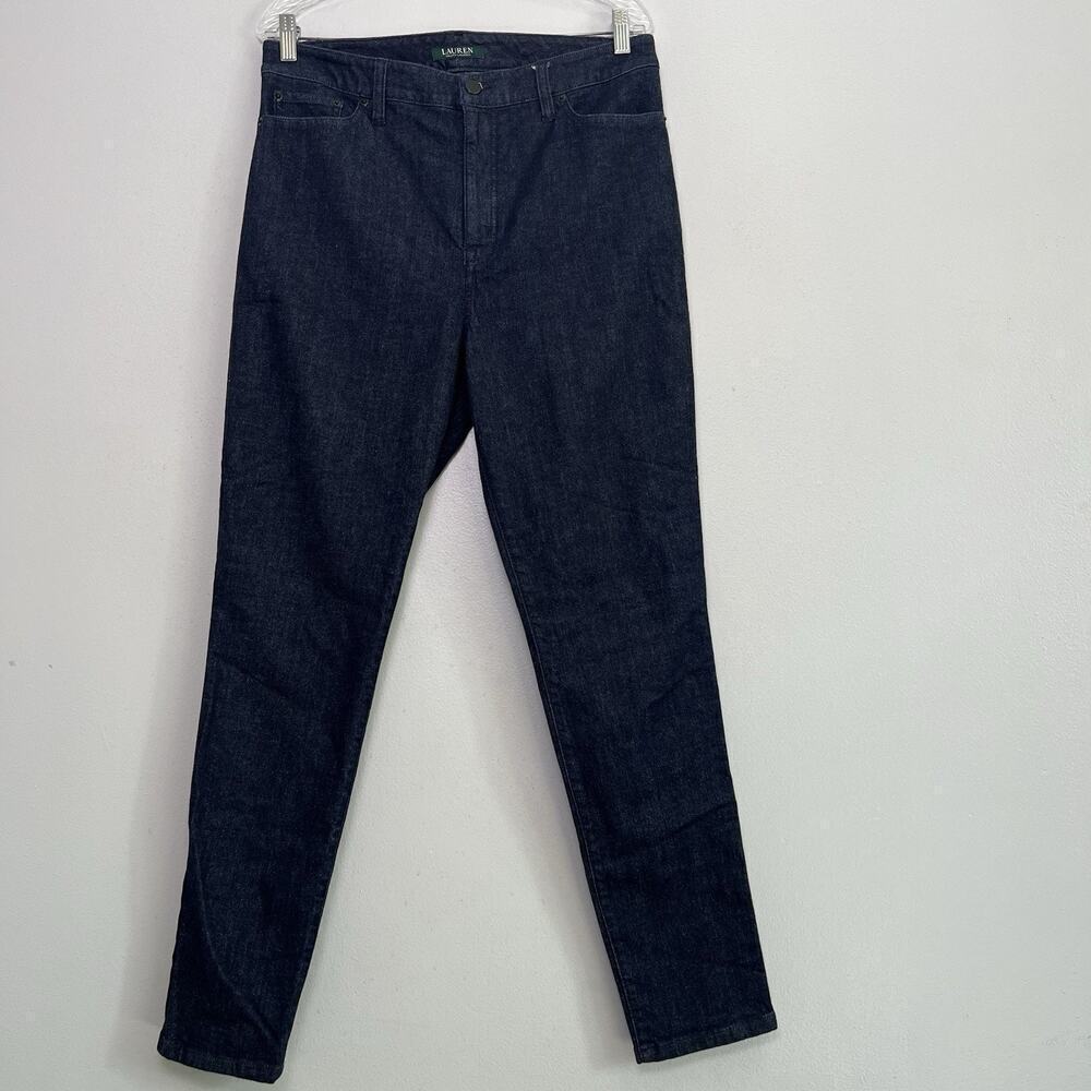 Lauren Ralph Lauren Women's Classic Fit Dark Wash Jeans Blue Striped Sz 12